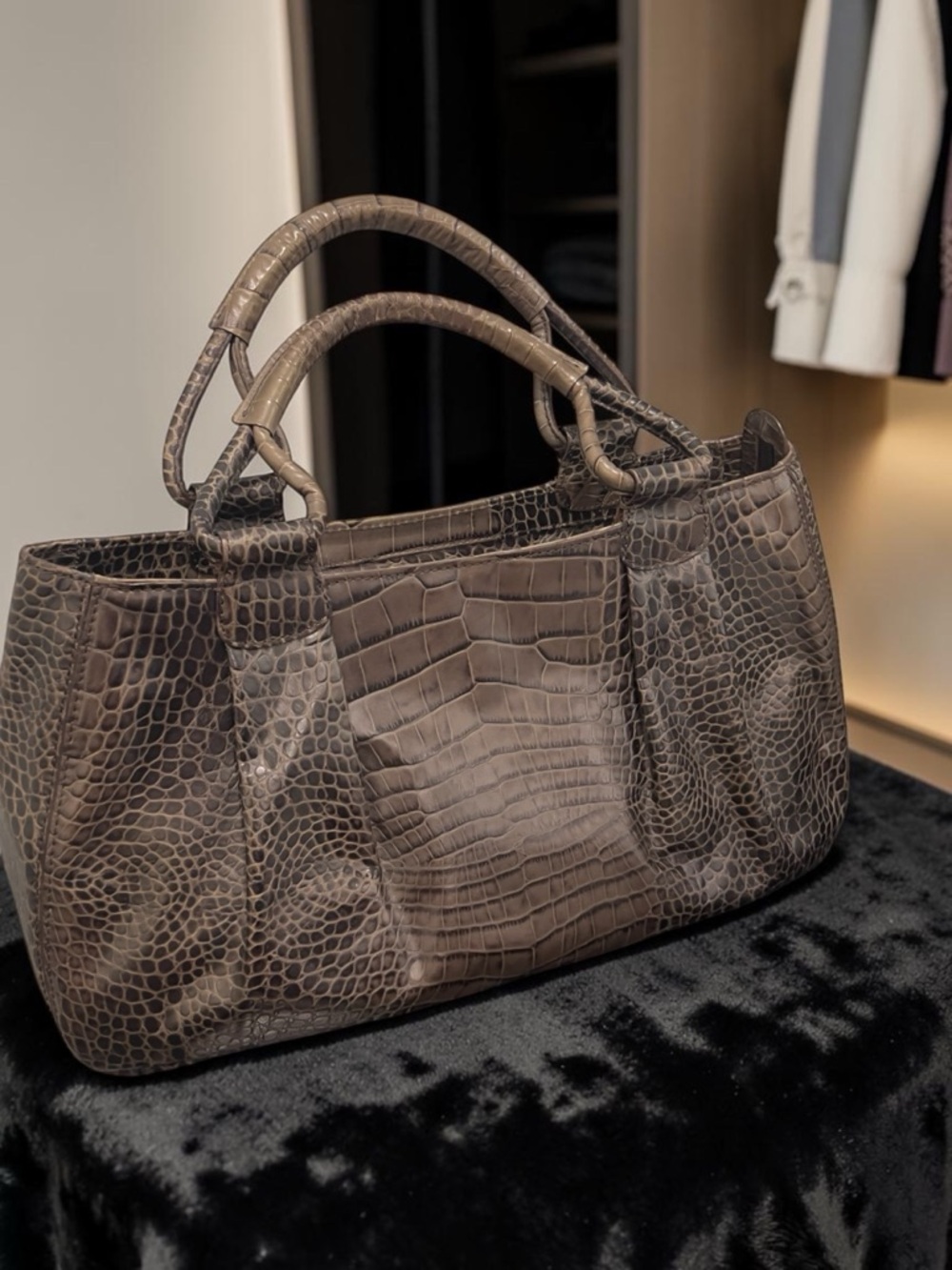 Cole Haan Croco-Embossed Tote leather